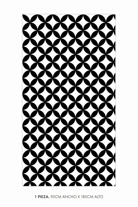 Mosaico de círculos negros Vinilo Brillo. 95cmx180cm