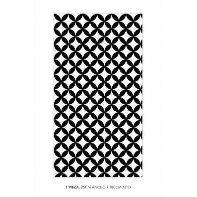 Mosaico de círculos negros Vinilo Brillo. 95cmx180cm