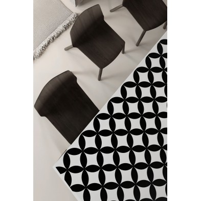 Mosaico de círculos negros Vinilo Brillo. 95cmx180cm