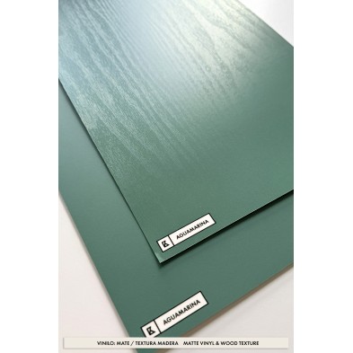 Vinilo Color Verde Aguamarina para forrar muebles de cocina y baños, ignifugo, lavable, tintas ecologicas, mate, textura madera