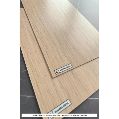 Greta wood vinyl to cover kitchen and bathroom furniture, waterproof, opaque. Matte or wood texture. Lokoloko