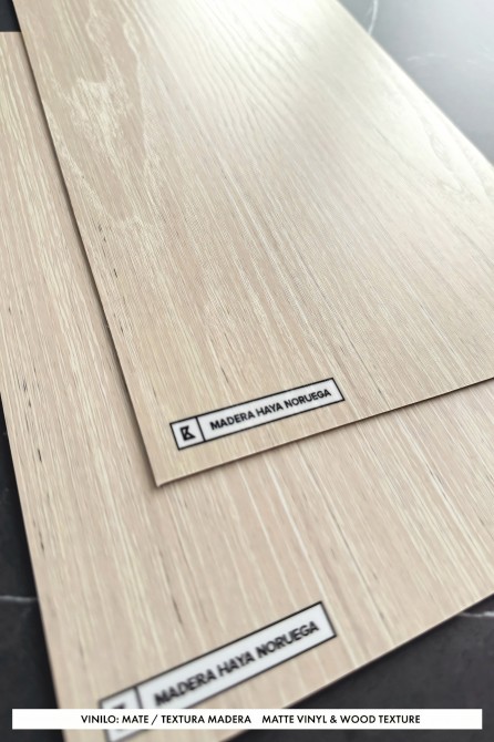 beech Norway wood vinyl to cover kitchen and bathroom furniture, waterproof, opaque. Matte or wood texture. Lokoloko