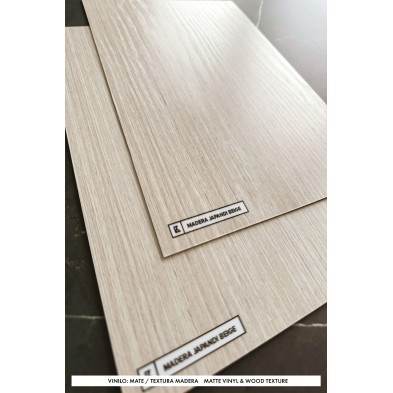 beige japandi wood vinyl to cover kitchen and bathroom furniture, waterproof, opaque. Matte or wood texture. Lokoloko