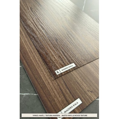 Vinilo Madera Kala castaño para forrar muebles de cocina y baños, resistente al agua, opaco. Textura madera. Lokoloko