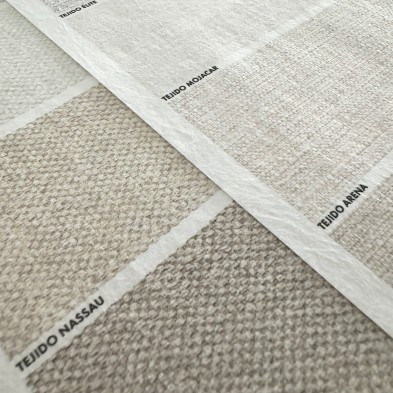 Samples of PVC-free self-adhesive ecological wallpaper fabrics for walls and smooth surfaces. Brown linen. Lokoloko