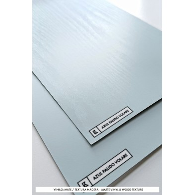 Pale Blue Volare washable adhesive vinyl for covering kitchen or bathroom furniture, textured, fireproof, antibacterial.