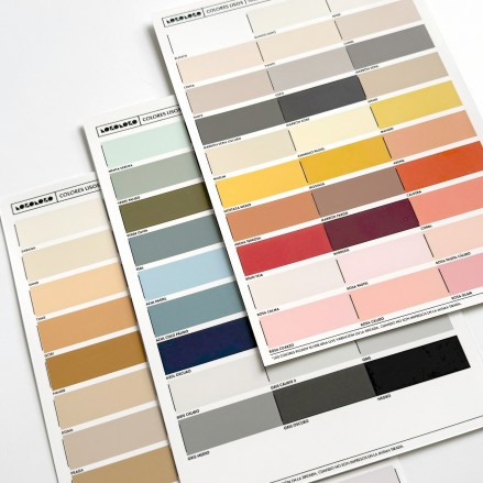 Muestrario Colores lisos vinilo brillo, tintas eco, resistente al agua, ignifugos,  para forrar muebles y paredes. Lokoloko