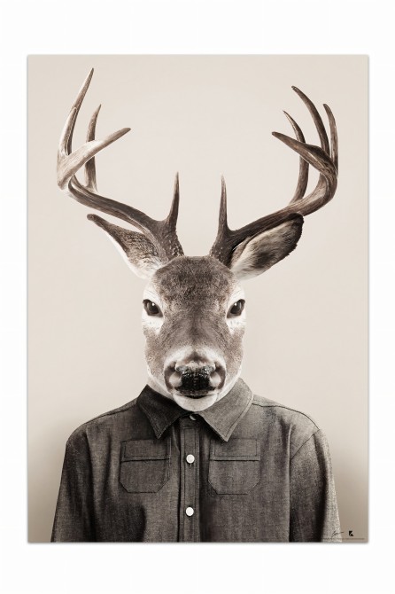Photographic portrait of a human deer.
