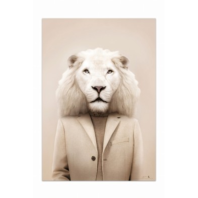 Póster decorativo de animal fashion. Modelo León Albino|Lokoloko