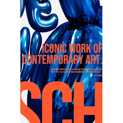 Balloon Dog typographic poster, vibrant blue and caldera, tribute to Jeff Koons. Lokoloko
