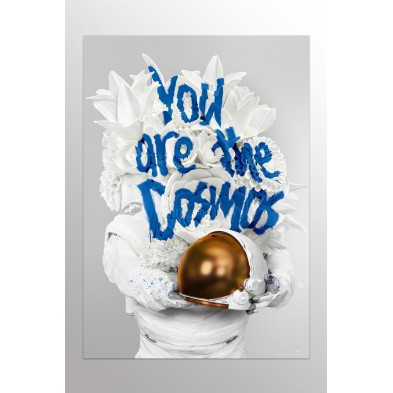 COSMOS Poster – Alabaster Astronaut & Cobalt Blue Text