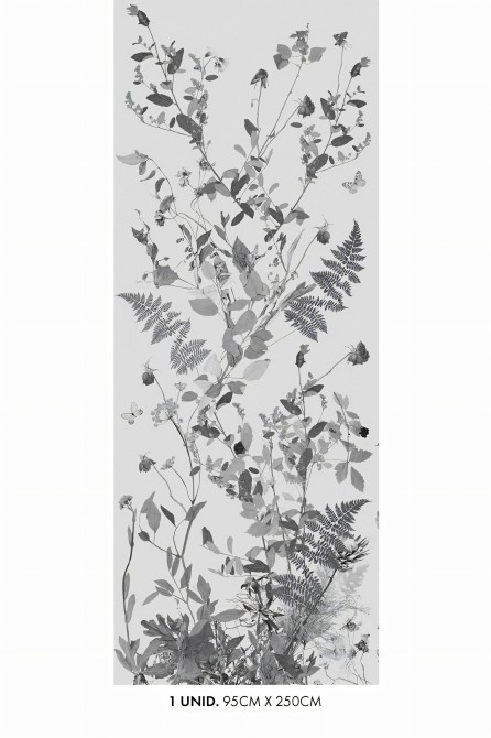 Tempus flores grises en vinilo resistente al agua para muebles y paredes de baños y aseos, lokoloko