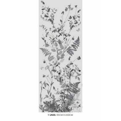 Tempus gray flowers in water-resistant vinyl for furniture and walls in bathrooms and toilets, lokoloko