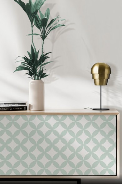 Calm mint circles mosaic. Matte Vinyl. 95x120cm