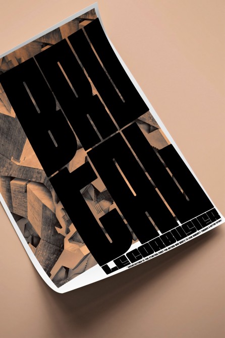Brutal póster tipográfico sobre el brutalismo,en negro y marrón, impresión ecológica sin PVC. Lokoloko