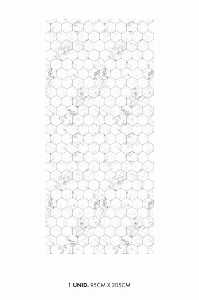 Azulejos hexagonales mármol blanco. Vinilo Mate. 95cmx205cm
