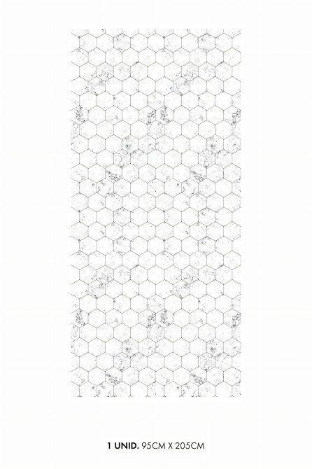 Azulejos hexagonales mármol blanco. Vinilo Mate. 95cmx205cm