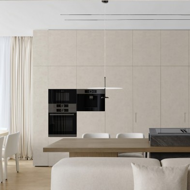Vinilo Piedra Serena para forrar muebles de cocinas. Ignifugo y resistente al agua y productos de limpieza. Lokoloko