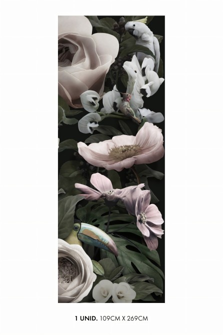 Atemporal. Mural de papel pintado ecológico autoadhesivo para superficies y paredes lisas de salon, comedor. Flores grandes