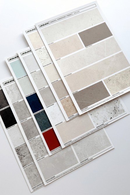 Samples. Cements, concrete and stones. Matte vinyl