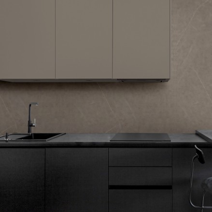Lazareto Stone vinyl for covering walls, open kitchens, and kitchen islands. Fireproof and water resistant. Lokoloko