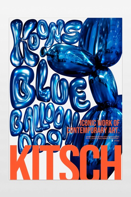 Balloon Dog Typographic Poster – Electric Blue and Orange