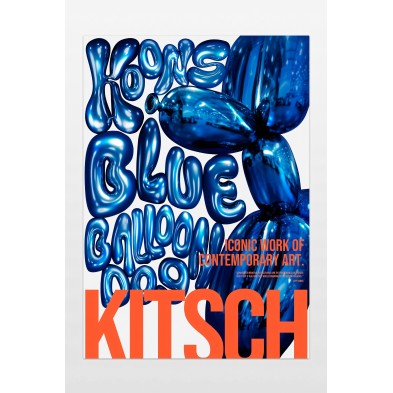 Balloon Dog Typographic Poster – Electric Blue and Orange