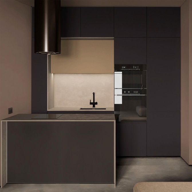 Cocina reformada sin obras con vinilo adhesivo Marrón Kobe en los armarios, de durabilidad prolongada y fácil de limpiar
