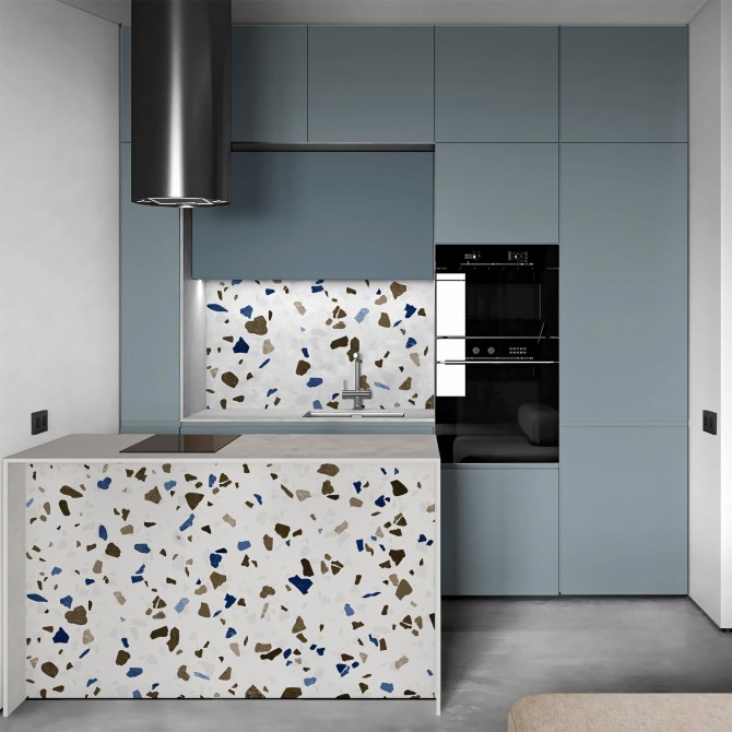 Tifón Azul Vinilo Lavable para Forrar Muebles de Cocina 🌿
