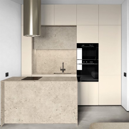 Cocina decorada con vinilo adhesivo Velvet en los muebles, fácil de poner y resiste más de 10 años.