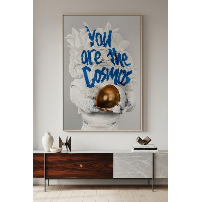 COSMOS Poster – Alabaster Astronaut & Cobalt Blue Text