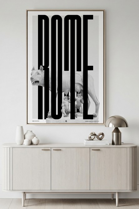 Póster tipografico sobre Roma  para decorar pared en decoración moderna, minimalista y ecléctica. contemporáneo.