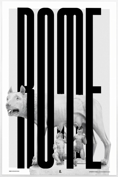 Art print featuring Romulus and Remus decorating a modern-style living room.
