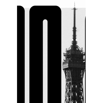 Detail of the Eiffel Tower poster, perfect for minimalist interiors. Made with eco-friendly, PVC-free inks.