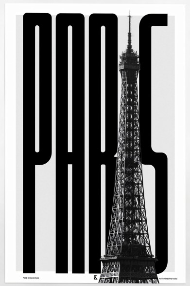 Poster de diseño tipográfico sobre París, para paredes y decoración moderna. Poster ecológico sin pvc.