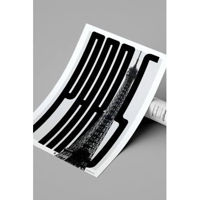Modern artistic poster of Paris with a bold typographic style. PVC-free and eco-friendly inks.