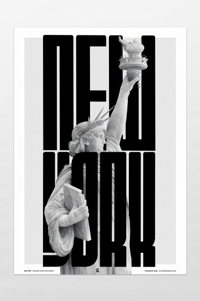 Poster de Nueva York en un interior moderno, minimalista y elegante. Producto ecológico sin PVC.