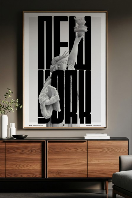 New York Eco PVC-free poster on wall with modern decoration.