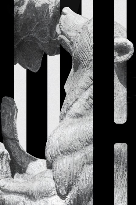 Detalle del poster Madrid, libre de PVC, en blanco y negro diseño de Lokoloko.
