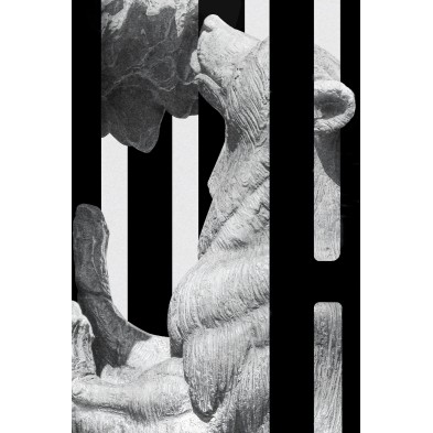 Detalle del poster Madrid, libre de PVC, en blanco y negro diseño de Lokoloko.