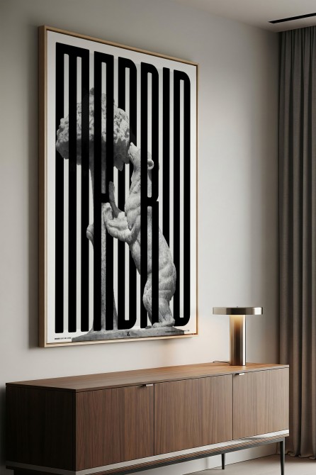 Póster MADRID con la escultura del Oso y el Madroño. Para decoración moderna, sin pvc de Lokoloko.