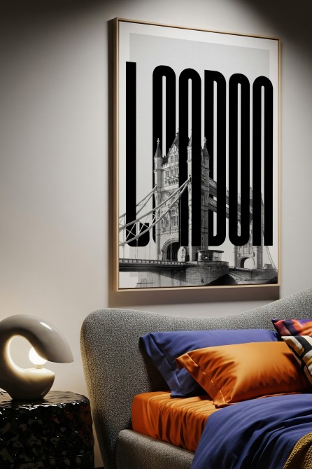 Modern black and white typographic poster for bedrooms and headboards. PVC-free and eco-friendly inks.