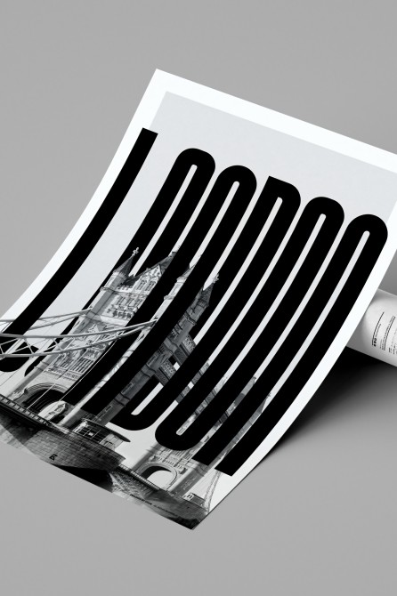 Poster decorativo moderno con tipografía vertical LONDON. Sin PVC y con tintas Eco.