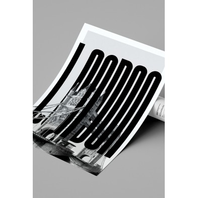 Modern decorative poster with vertical LONDON typography. PVC-free and with eco-friendly inks.