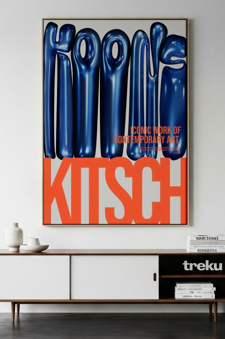 Póster tipográfico decorativo estilo moderno homenaje al kitsch para interiores modernos.