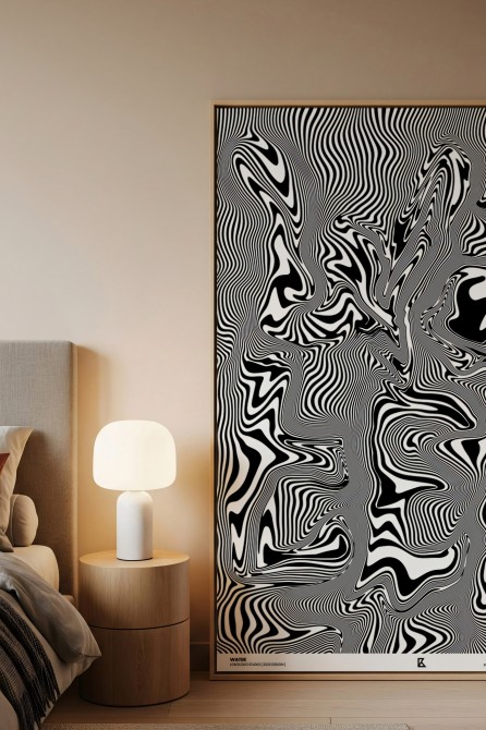 Black and white conceptual poster for bedroom, perfect for modern or minimalist decor.