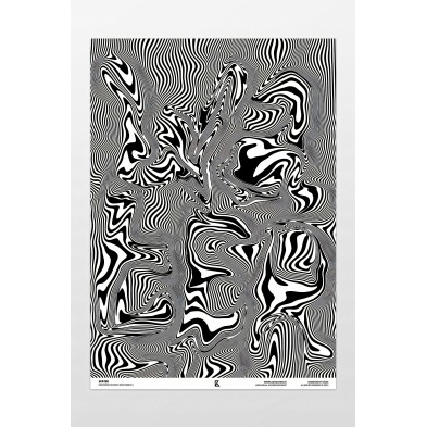 Artistic poster image with hypnotic black and white lines. PVC free.