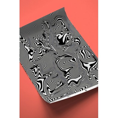 Cartel decorativo con tipografía camuflada en líneas abstractas.