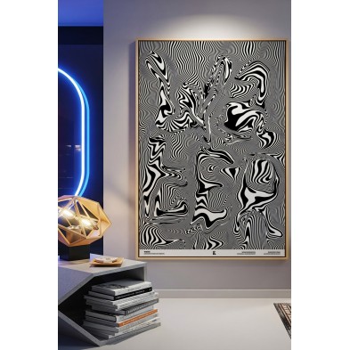 Póster moderno con efecto visual inspirado en ondas de agua.