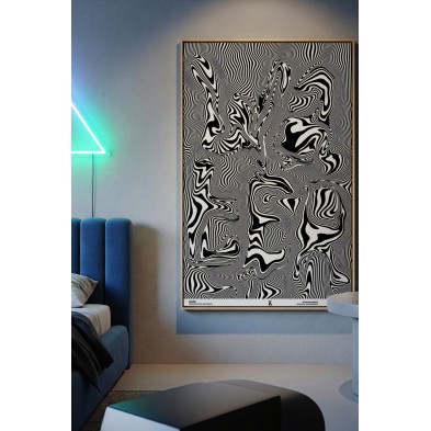 Black and white poster with an optical design of the word WATER. PVC-free.